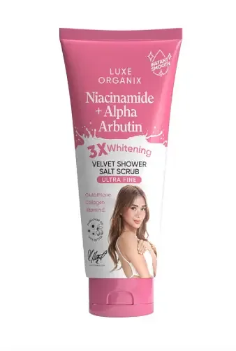 Luxe Organix Niacinamide + Alpha Arbutin Velvet Shower Salt Scrub