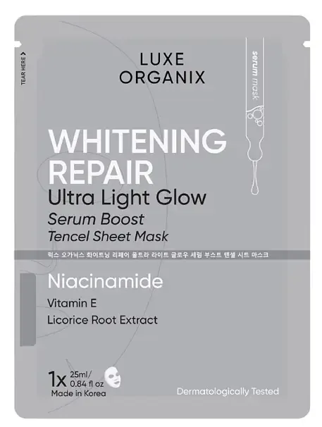 Luxe Organix Whitening Repair Ultra Light Glow Serum Boost Mask