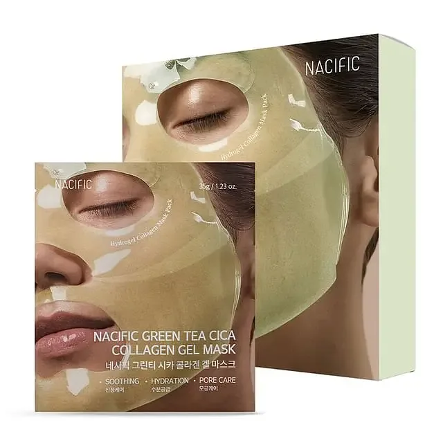 Nacific Green Tea Cica Collagen Gel Mask Set