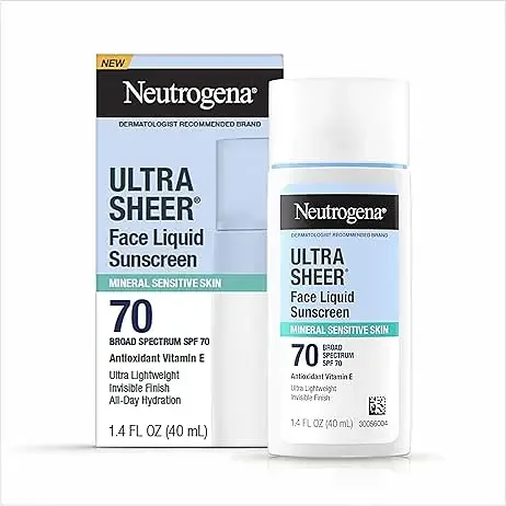 Neutrogena Ultra Sheer Face Liquid Sunscreen Mineral Sensitive Skin SPF 70