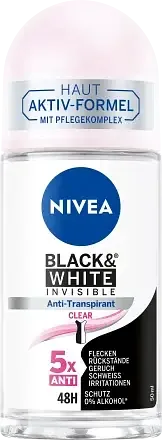 Nivea Antiperspirant Deodorant Roll-On Black & White Invisible Clear