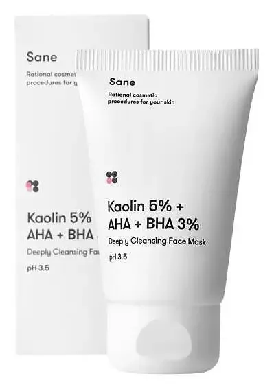 Sane Kaolin 5% + AHA + BHA 3% Deeply Cleansing Face Mask