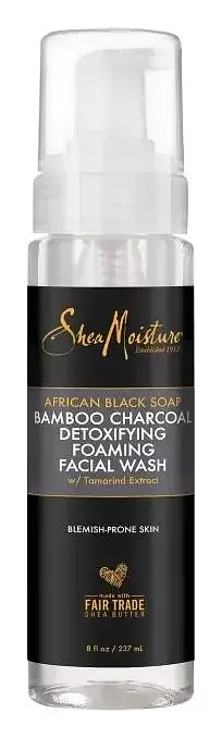 Shea Moisture African Black Soap Bamboo Charcoal Detoxifying Foaming Facial Wash