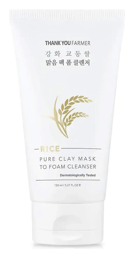 THANK YOU FARMER Rice Pure Clay Mask To Foam Cleanser