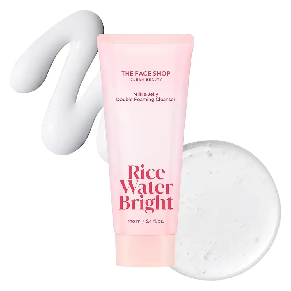 THE FACE SHOP Rice Water Bright Milk & Jelly Double Foaming Cleanser