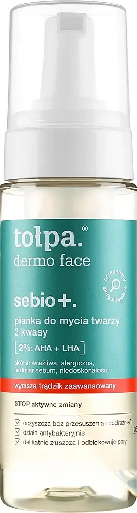 Tołpa Dermo Face Sebio+ Pianka Do Mycia Twarzy 2 Kwasy 2% AHA + LHA