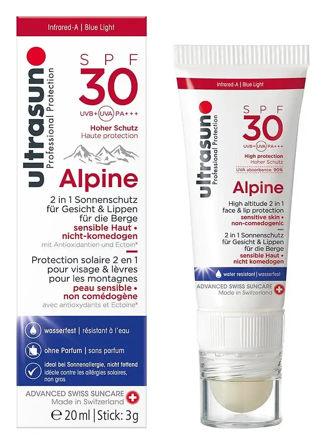 Ultrasun Alpine High Altitude 2 In 1 Face & Lip Protection SPF 30