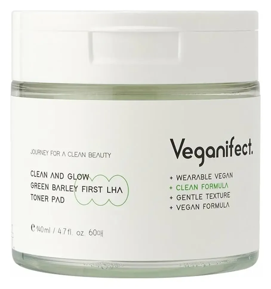 Veganifect Clean And Glow Green Barley First LHA Toner Pad