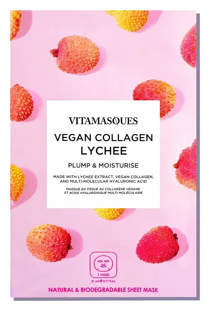 Vitamasques Vegan Collagen Lychee Face Sheet Mask