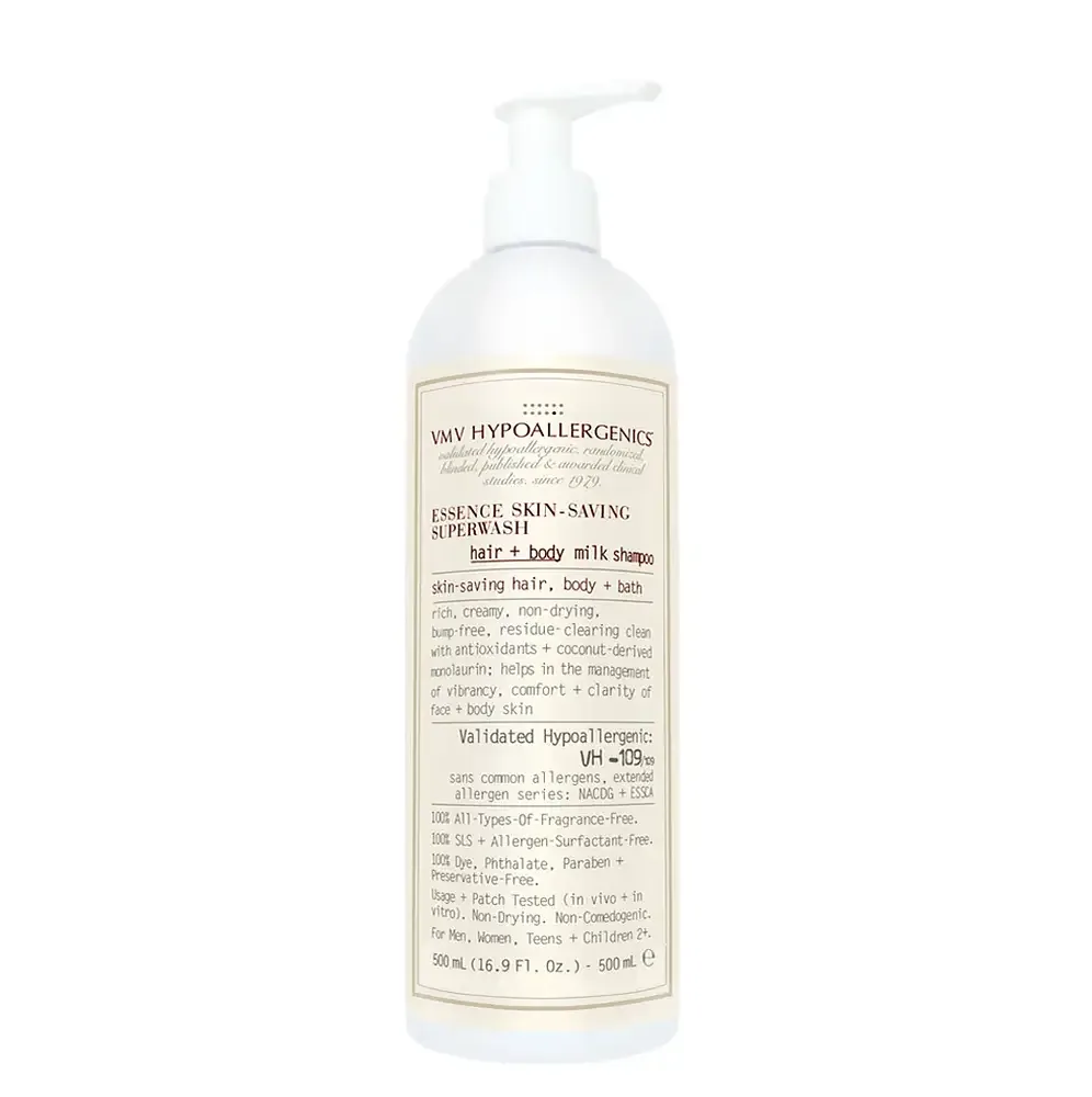 VMV Hypoallergenics Essence Skin-Saving Superwash: Hair + Body Milk Shampoo