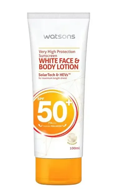 Watsons Very High Protection Sunscreen White Face & Body Lotion SPF 50+