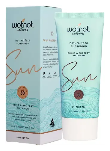 Wotnot Naturals Natural Face Sunscreen Prime & Protect BB Cream SPF 30
